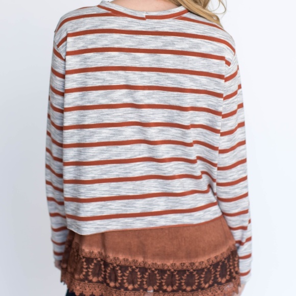 Pullover-Heathered Gray & Rust - Picture 3 of 3